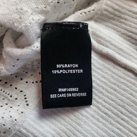 Torrid white open knit lightweight sweater with drawstring at neck size 0 or M/L - Picture 6 of 12